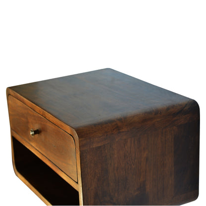 Chestnut Curve Floating Nightstand