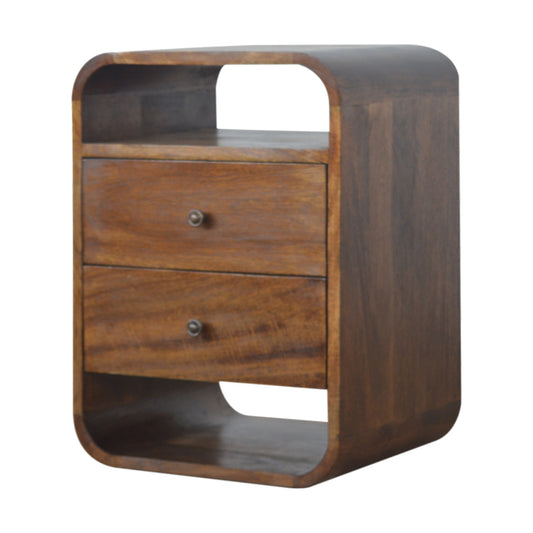 Chestnut Curve 2 Drawer Nightstand
