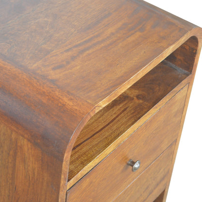 Chestnut Curve 2 Drawer Nightstand