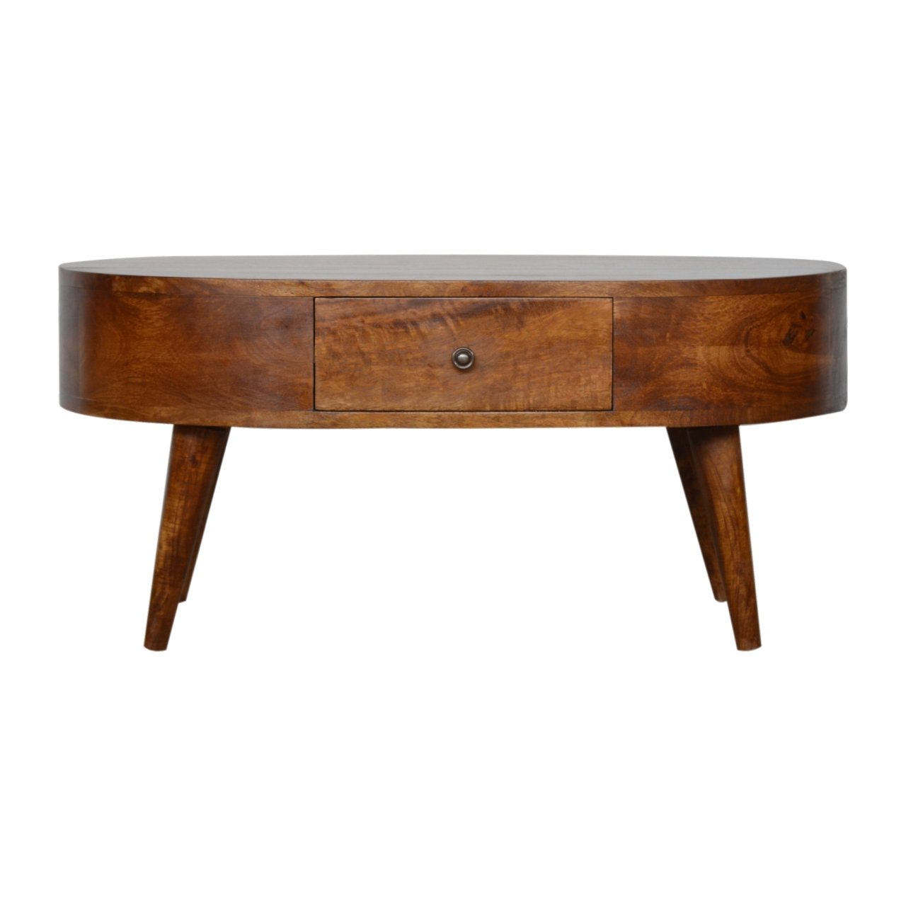WillowStone Chestnut Rounded Coffee Table – handcrafted solid wood furniture by WillowStone