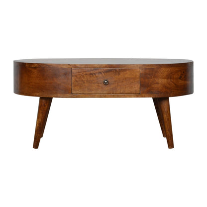 WillowStone Chestnut Rounded Coffee Table – handcrafted solid wood furniture by WillowStone