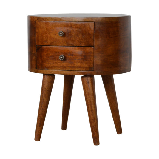 Chestnut Rounded Nightstand Table